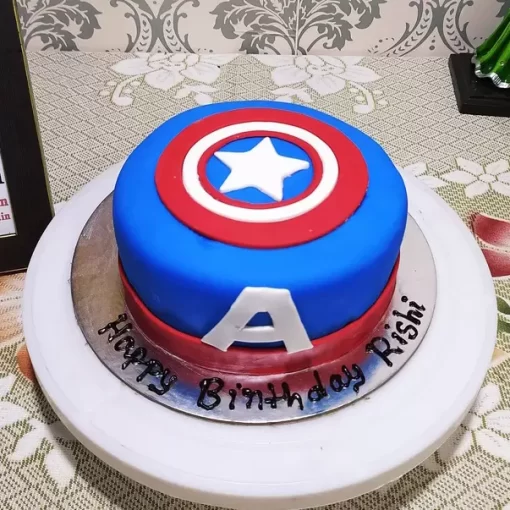 Captain America Fondant Cake From Lallantop Cake Shop - Delivery In East Delhi, South-East Delhi, Ghaziabad, And Noida.