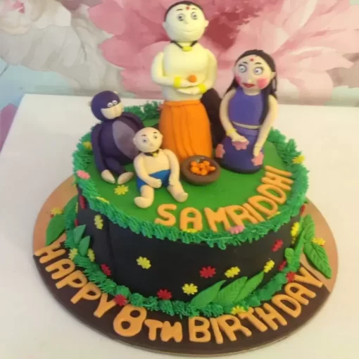 Chhota Bheem And Chutki Fondant Cake