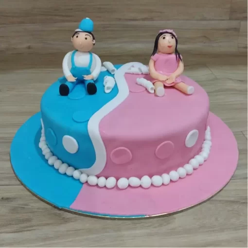 Cute Boy And Girl Theme Fondant Cake