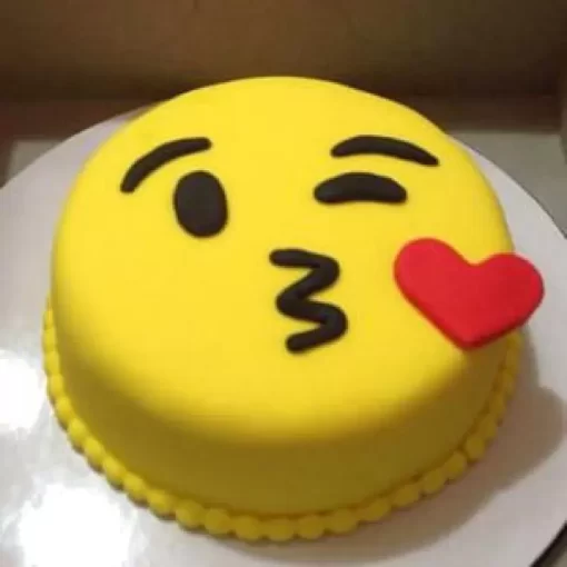 Face Blowing A Kiss Emoji Fondant Cake from LallanTop Cake Shop - Perfect for Celebrations