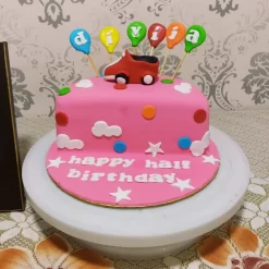 Half Birthday Fondant Cake by LallanTop Cake Shop - Delivery in East Delhi, South-East Delhi, Ghaziabad, and Noida