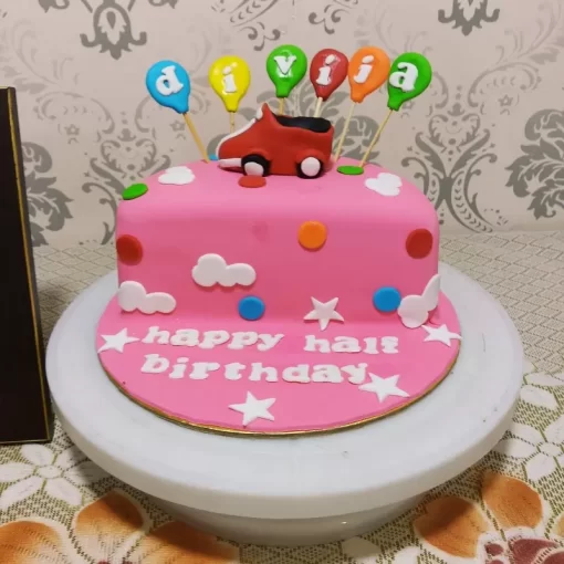 Half Birthday Fondant Cake By Lallantop Cake Shop - Delivery In East Delhi, South-East Delhi, Ghaziabad, And Noida