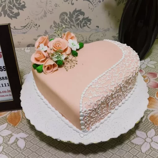 Heart Shaped Engagement Fondant Cake