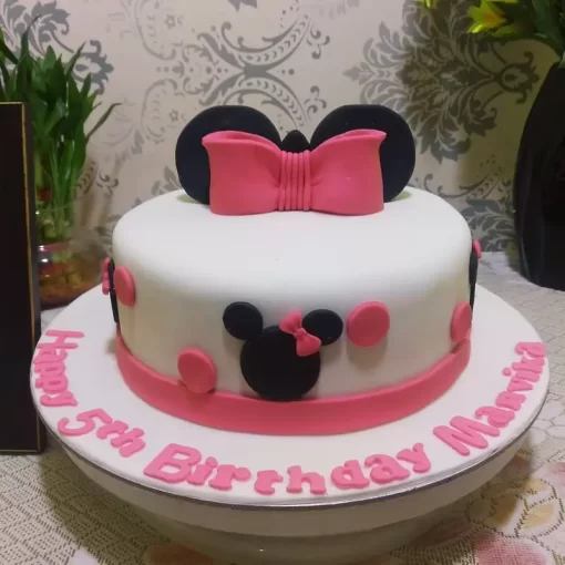 minnie mouse theme birthday cake from lallantop cake shop noida and east delhi From LallamTop Cake Shop