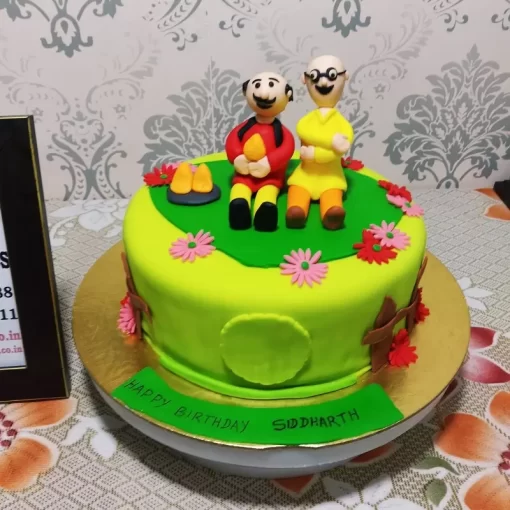 motu patlu theme fondant cake from lallantop cake shop noida and east delhi From LallamTop Cake Shop