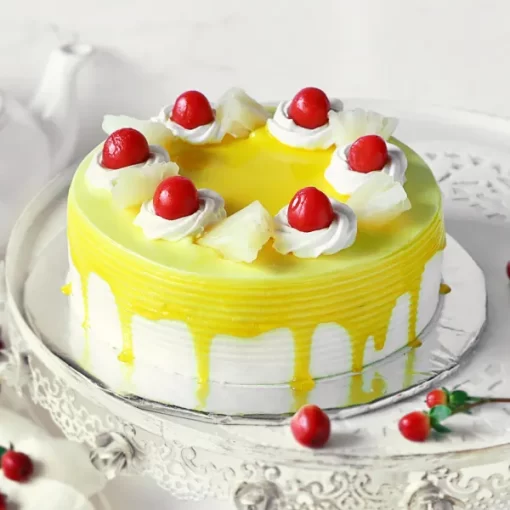 Pineapple Cake With Cherry Toppings