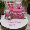 Pink Half Birthday Cake For Girl From Lallantop Cake Shop - Delivery In East Delhi, South-East Delhi, Ghaziabad, And Noida