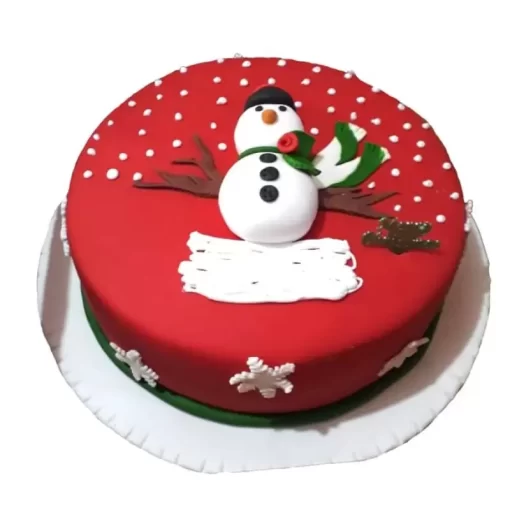 Snowman Christmas Fondant Cake