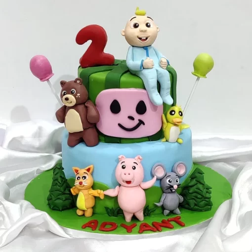 2 Tier Cocomelon Cartoon Fondant Cake