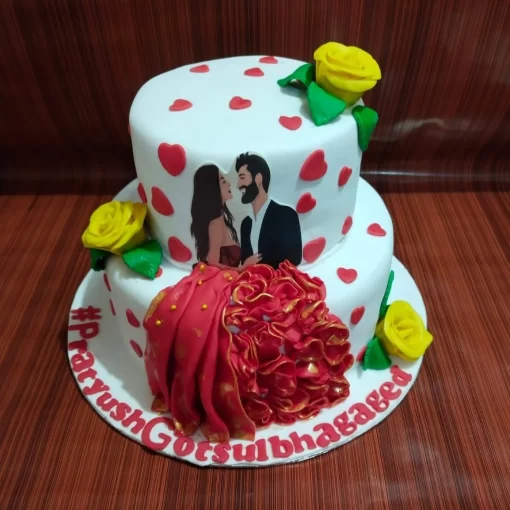 2 Tier Romantic Engagement Cake From Lallantop Cake Shop Noida And East Delhi From Lallamtop Cake Shop