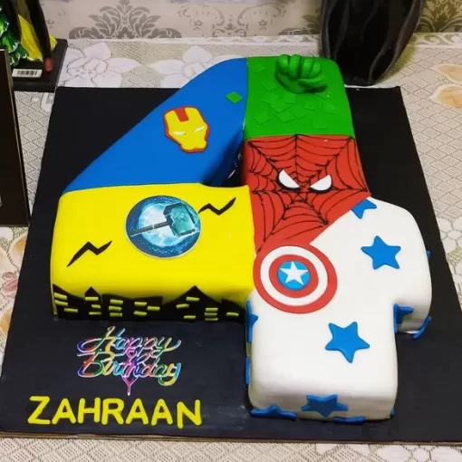 4 Number Avengers Theme Cake