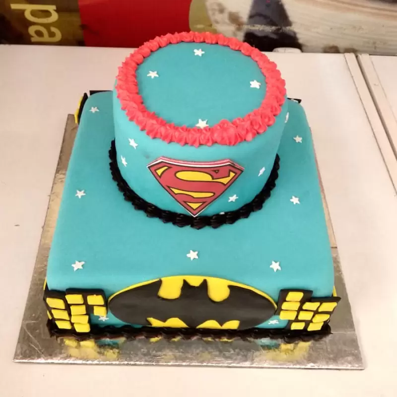 Order Batman and Superman Theme 2 Tier Cake Online - Delivery in East ...