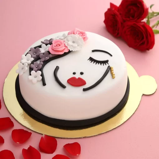 Beautiful Lady Face Fondant Cake