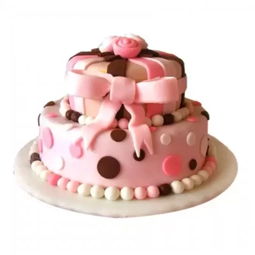 Elegant Pink Fondant Theme Cake