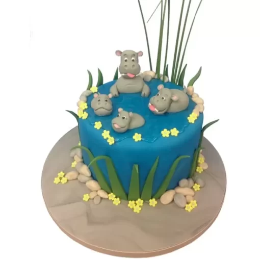 hippo family fondant cake from lallantop cake shop noida and east delhi From LallamTop Cake Shop