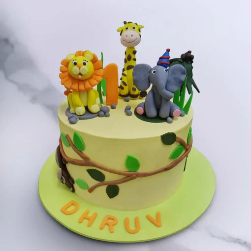 Jungle Theme Fondant Cake