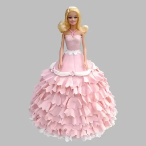 pink floral barbie fondant cake from lallantop cake shop noida and east delhi From LallamTop Cake Shop