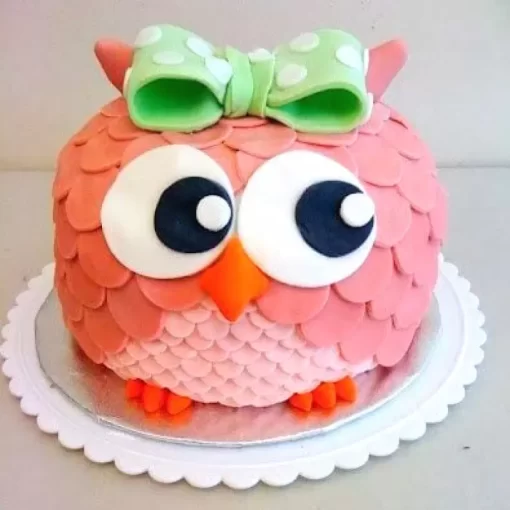 pink owl birthday cake from lallantop cake shop noida and east delhi From LallamTop Cake Shop