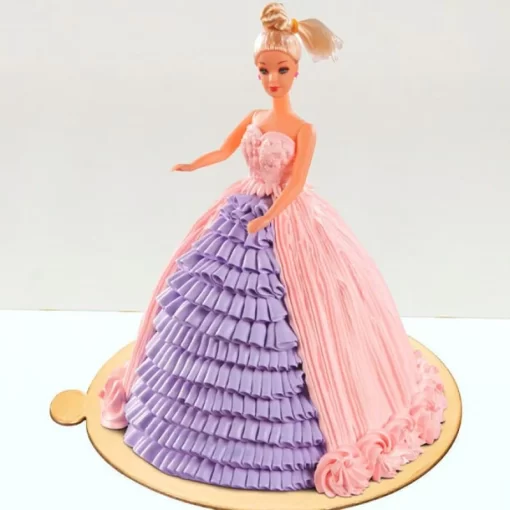 Pink And Purple Barbie Cream Cake