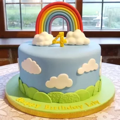 Rainbow And Clouds Cake