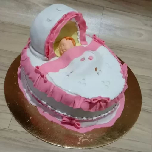 Sleeping Baby In Crib Fondant Cake