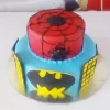 Spiderman Batman Theme Fondant Cake From Lallantop Cake Shop Noida And East Delhi From Lallamtop Cake Shop