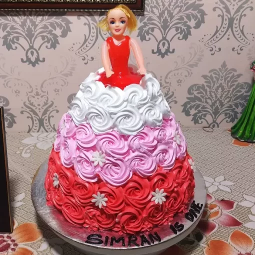 Tri Color Floral Roses Barbie Cake