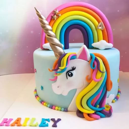 Unicorn Rainbow Fondant Cake