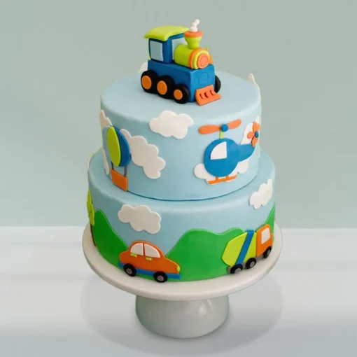 Vibrant Two Tier Car Fondant Cake Them3346Flav A 0 From Lallamtop Cake Shop